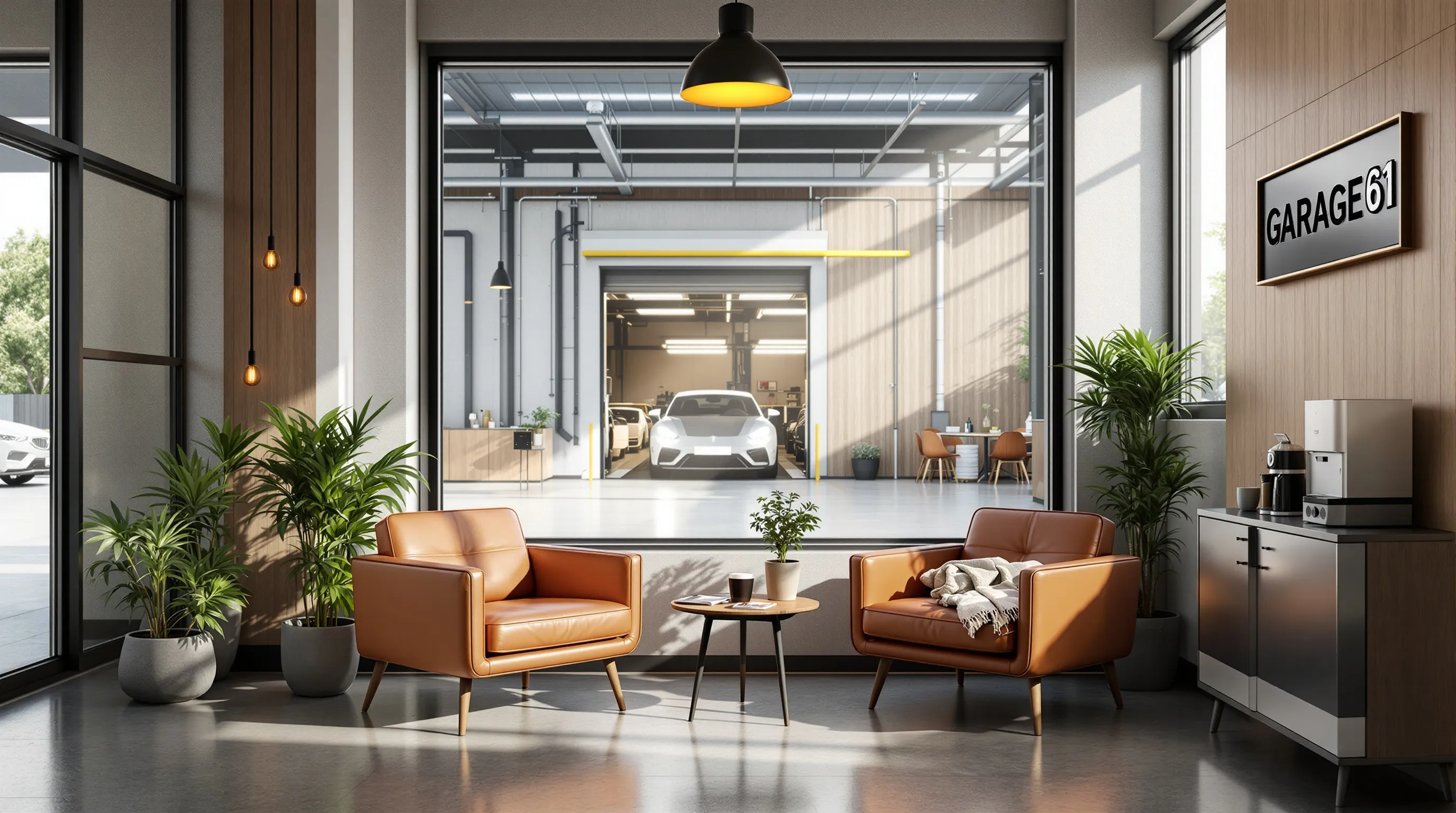 Зона ожидания Гараж61 — кофе, Wi-Fi, обзор на бокс